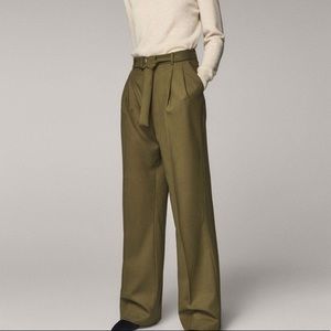 Massimo Dutti wide leg olive green trousers